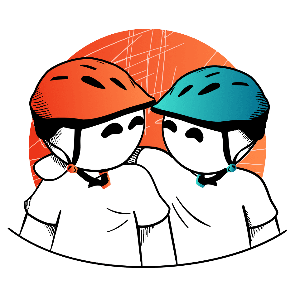 An illustration image of two friends who are going to ride the bicycle